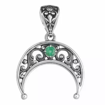 Серебряная подвеска с изумрудом "Лунница"