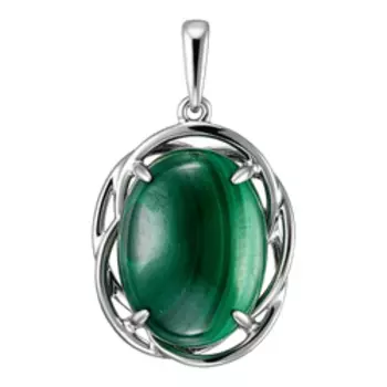 Серебряная подвеска с малахитом