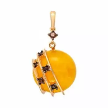 Серебряная подвеска с медовым янтарем и фианитами