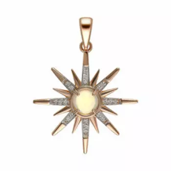 Серебряная подвеска с натуральным опалом и фианитами "Звезда"