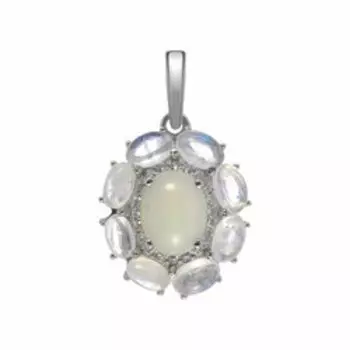 Серебряная подвеска с опалом, лунным камнем и фианитами