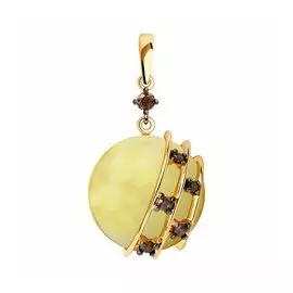 Серебряная подвеска с янтарем и фианитами