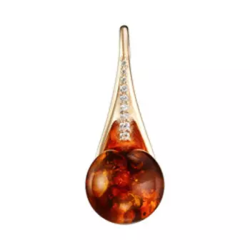 Серебряная подвеска с янтарем и фианитами