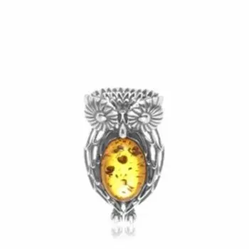 Серебряная подвеска с янтарем "Сова"