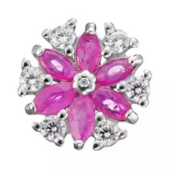 Серебряная подвеска с рубинами и фианитами "Цветок"