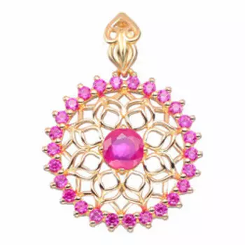 Серебряная подвеска с рубином и фианитами