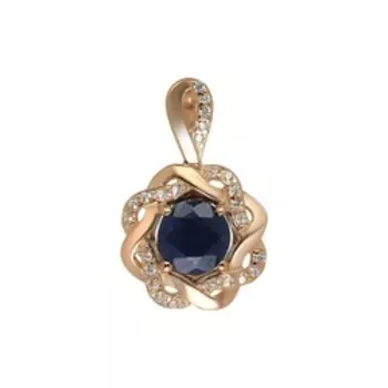 Серебряная подвеска с сапфиром и фианитами