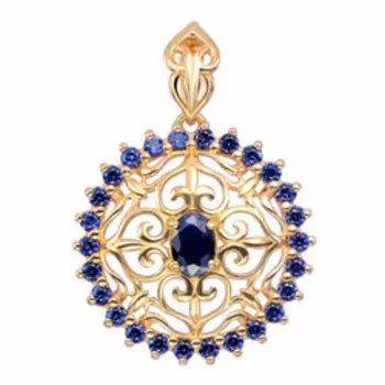 Серебряная подвеска с сапфиром и фианитами