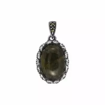 Серебряная подвеска с серым лабрадоритом и марказитом