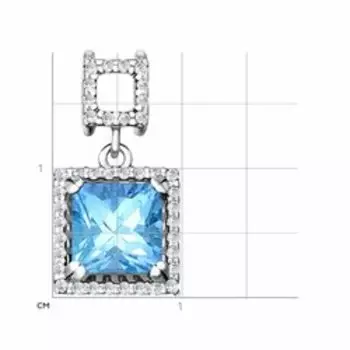 Серебряная подвеска с топазом и фианитами