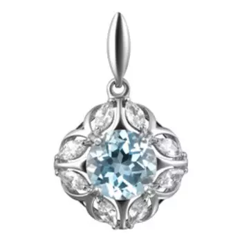 Серебряная подвеска с топазом Sky и фианитами