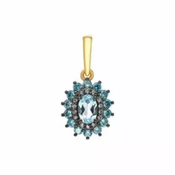 Серебряная подвеска с топазом Sky и фианитами
