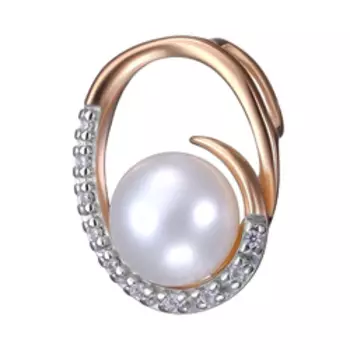 Серебряная подвеска с жемчугом и фианитами