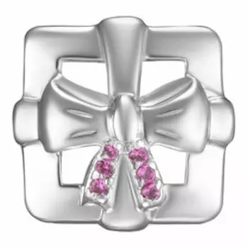 Серебряная подвеска-шарм с цирконием "Подарок"