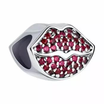 Серебряная подвеска-шарм с корундами "Губы"