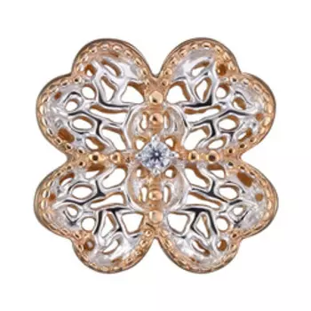 Серебряная подвеска-шарм с кубическим цирконием "Клевер"