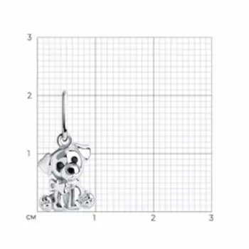 Серебряная подвеска "Щенок" с эмалью