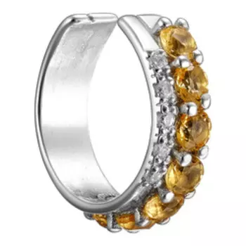 Серебряная серьга-кафф с цитринами и фианитами