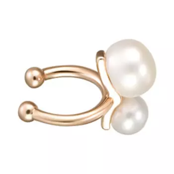 Серебряная серьга-кафф с жемчугом