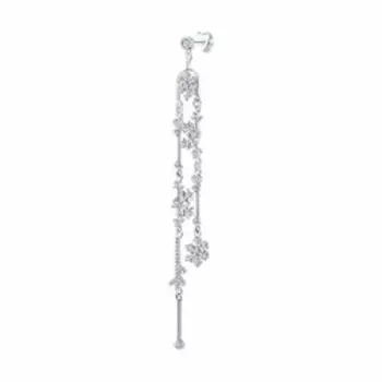 Серебряная серьга с фианитами "Цветы"