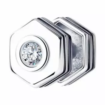 Серьга из серебра с фианитом, 1 шт.