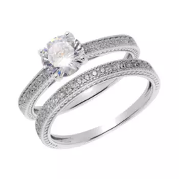 Серебряное кольцо 2 в 1 с кубическим цирконием