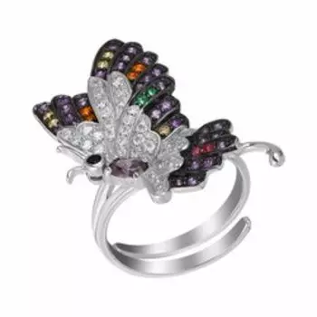 Серебряное кольцо "Бабочка" с фианитами