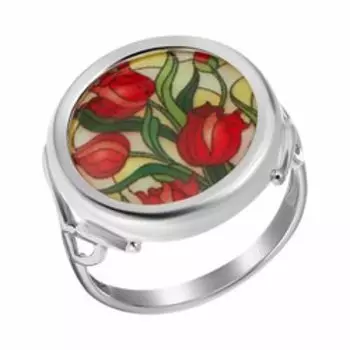 Серебряное кольцо "Букет из Тюльпанов" с перламутром