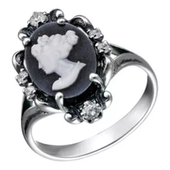 Серебряное кольцо c агатом и фианитами