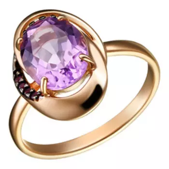 Серебряное кольцо c аметистом и фианитами