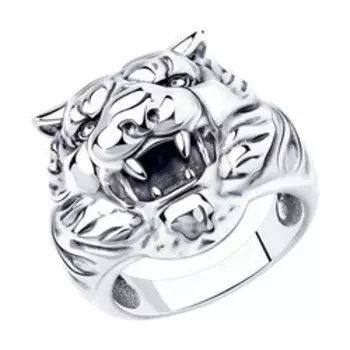 Серебряное кольцо "Голова тигра"