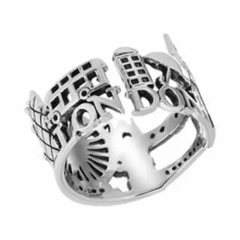 Серебряное незамкнутое кольцо "Лондон"