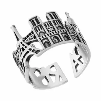 Серебряное незамкнутое кольцо "Париж"