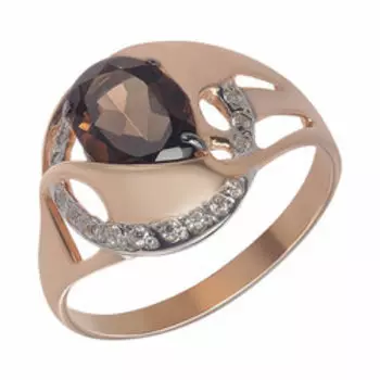 Серебряное кольцо раухтопазом и фианитами