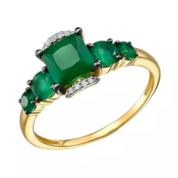 Серебряное кольцо с агатами и бриллиантами