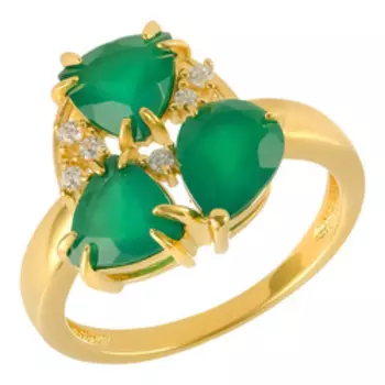 Серебряное кольцо с агатами и фианитами