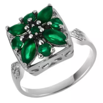 Серебряное кольцо с агатами и фианитами