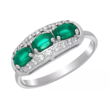 Серебряное кольцо с агатами и фианитами