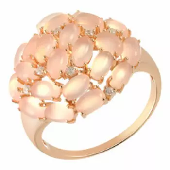 Серебряное кольцо с агатами и фианитами "Цветок"