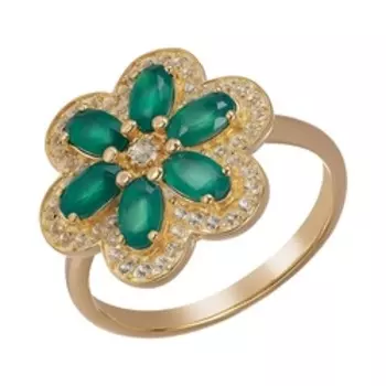 Серебряное кольцо с агатами и топазами "Цветок"