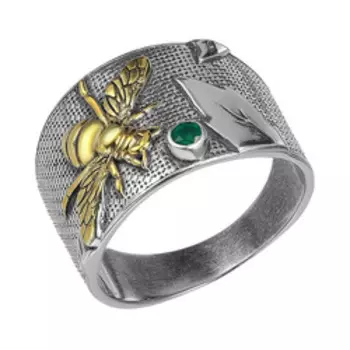 Серебряное кольцо с агатом "Пчела"