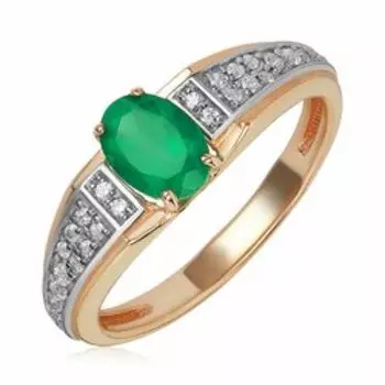 Серебряное кольцо с агатом и фианитами