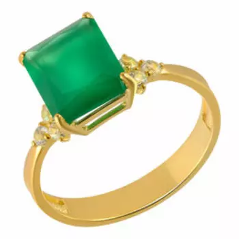 Серебряное кольцо с агатом и бесцветными топазами