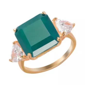 Серебряное кольцо с агатом и фианитами