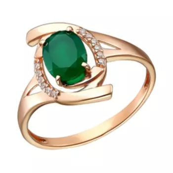 Серебряное кольцо с агатом и фианитами