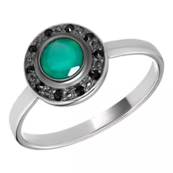 Серебряное кольцо с агатом и фианитами