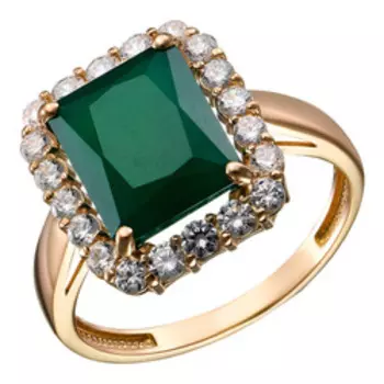 Серебряное кольцо с агатом и фианитами