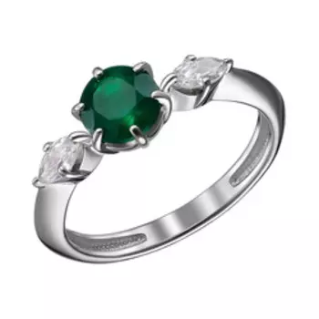 Серебряное кольцо с агатом и фианитами