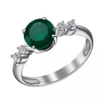 Серебряное кольцо с агатом и фианитами