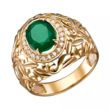 Серебряное кольцо с агатом и фианитами